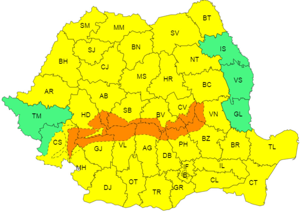 ANM a emis trei atenționări meteorologice pentru județul Suceava