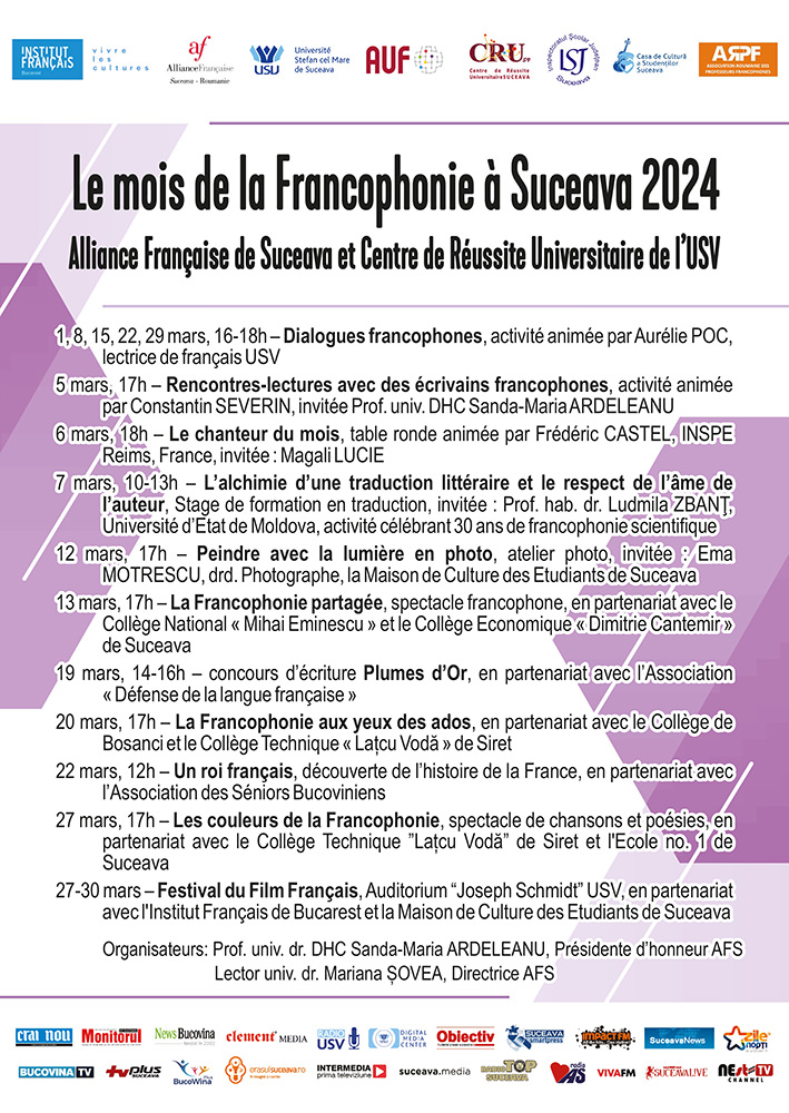 Alianța Franceză din Suceava organizează activitatea "Les Couleurs de la Francophonie"