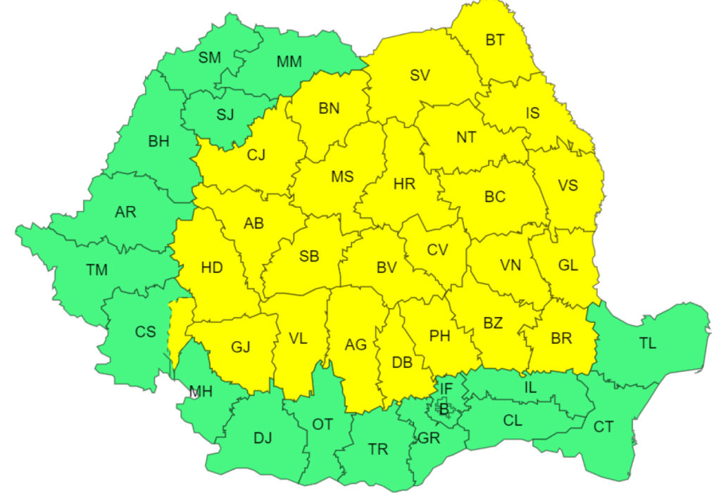 ANM a emis o atenționare meteorologică pentru județul Suceava