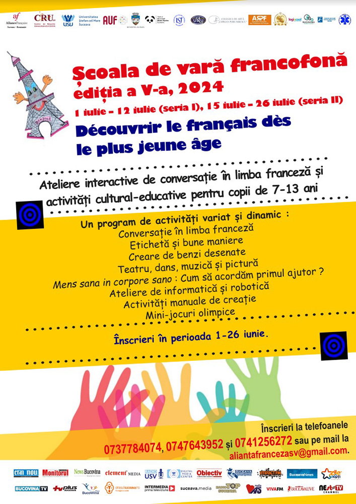 Alianţa Franceză din Suceava organizează cea de a cincea ediție a "Școlii de vară francofone"