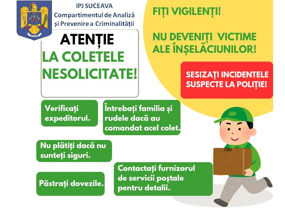 Nu plătiți pentru colete nesolicitate!