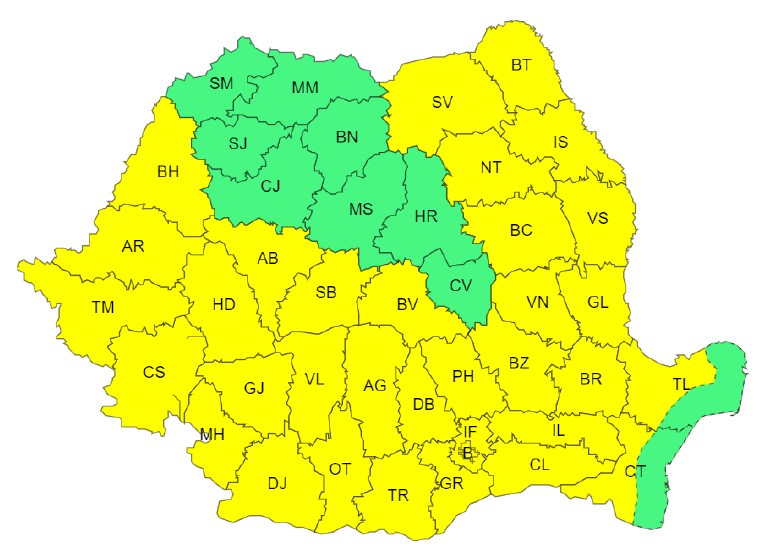 ANM a emis două atenționări meteorologice pentru județul Suceava