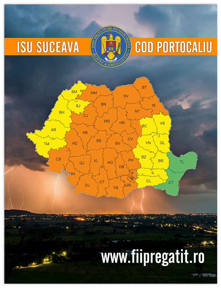 ANM a emis o atenționare meteorologică pentru județul Suceava