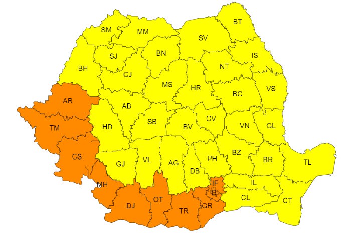 ANM a emis o atenționare meteorologică pentru județul Suceava