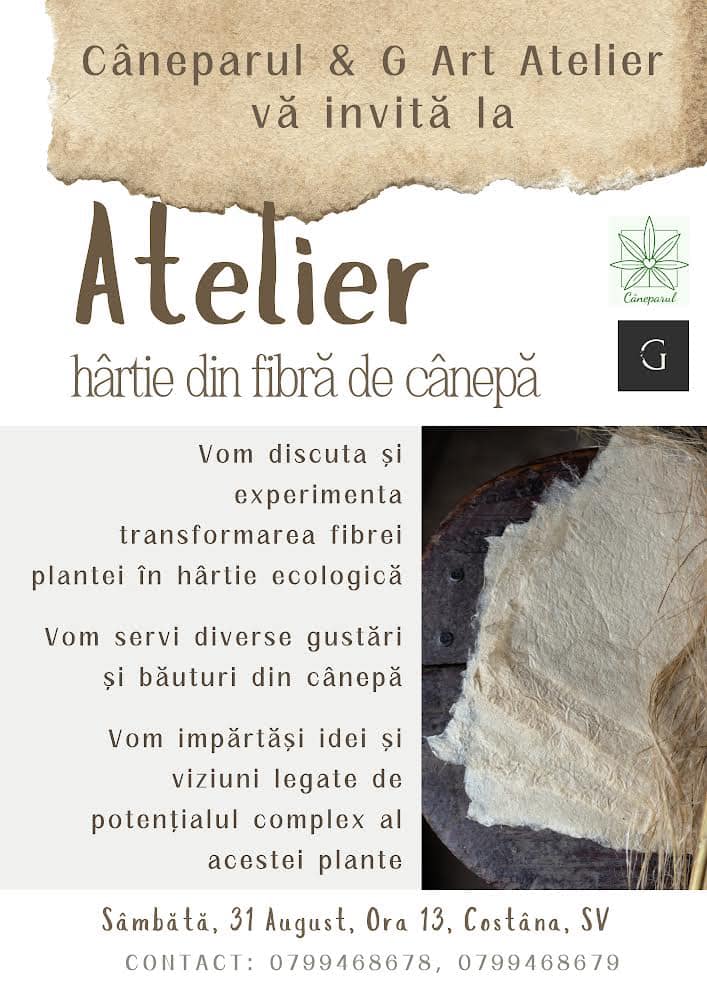 Atelier hârtie din fibră de cânepă