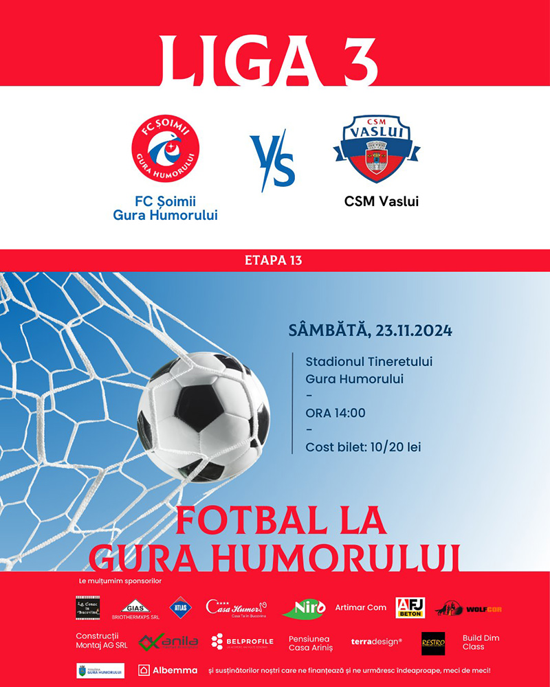 Fotbal Club (FC) Șoimii Gura Humorului - Clubul Sportiv Municipal (CSM) Vaslui