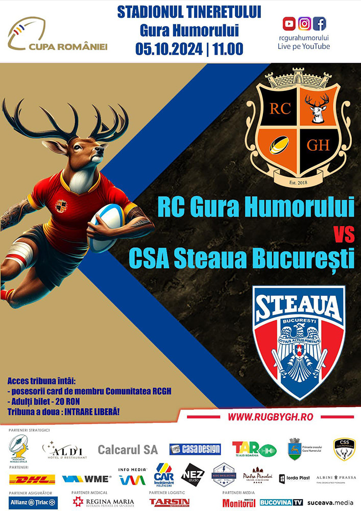 Rugby Club (RC) Gura Humorului - Clubul Sportiv al Armatei (CSA) Steaua București