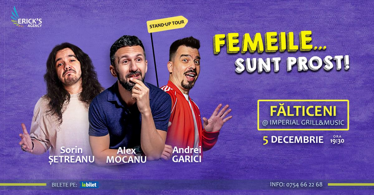 Stand-up comedy cu Alex Mocanu, Andrei Garici și Sorin Șetreanu