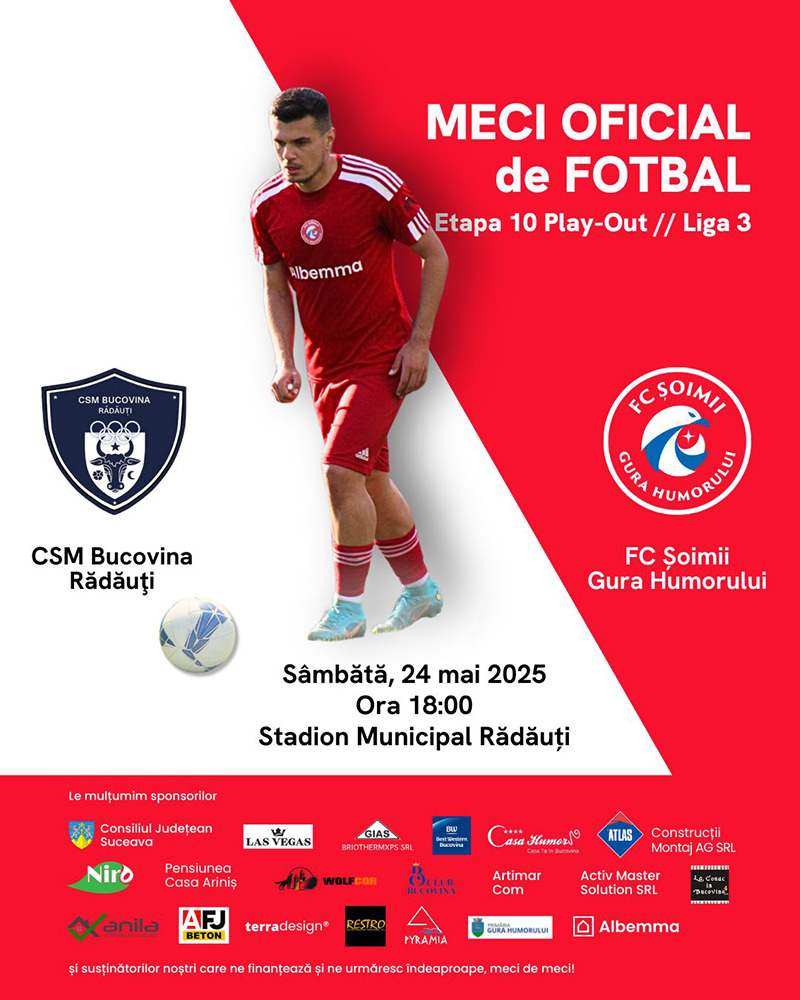 Clubul Sportiv Municipal (CSM) Bucovina Rădăuți - Fotbal Club (FC) Șoimii Gura Humorului