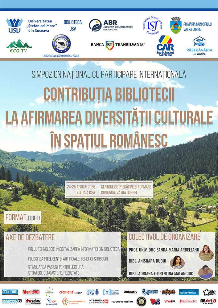 USV organizează cea de-a IX-a ediție a simpozionului „Contribuția bibliotecii la afirmarea diversității culturale în spațiul românesc”