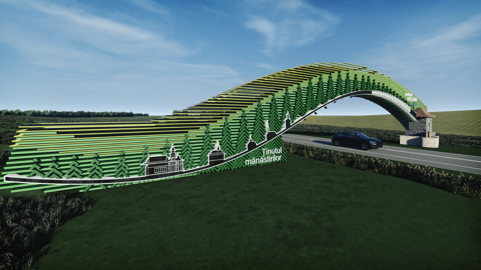 Consiliul Județean a aprobat construirea unei noi porți de intrare în județul Suceava, pe DN2, în localitatea Drăgușeni, care va îmbina designul contemporan cu elementele tradiționale