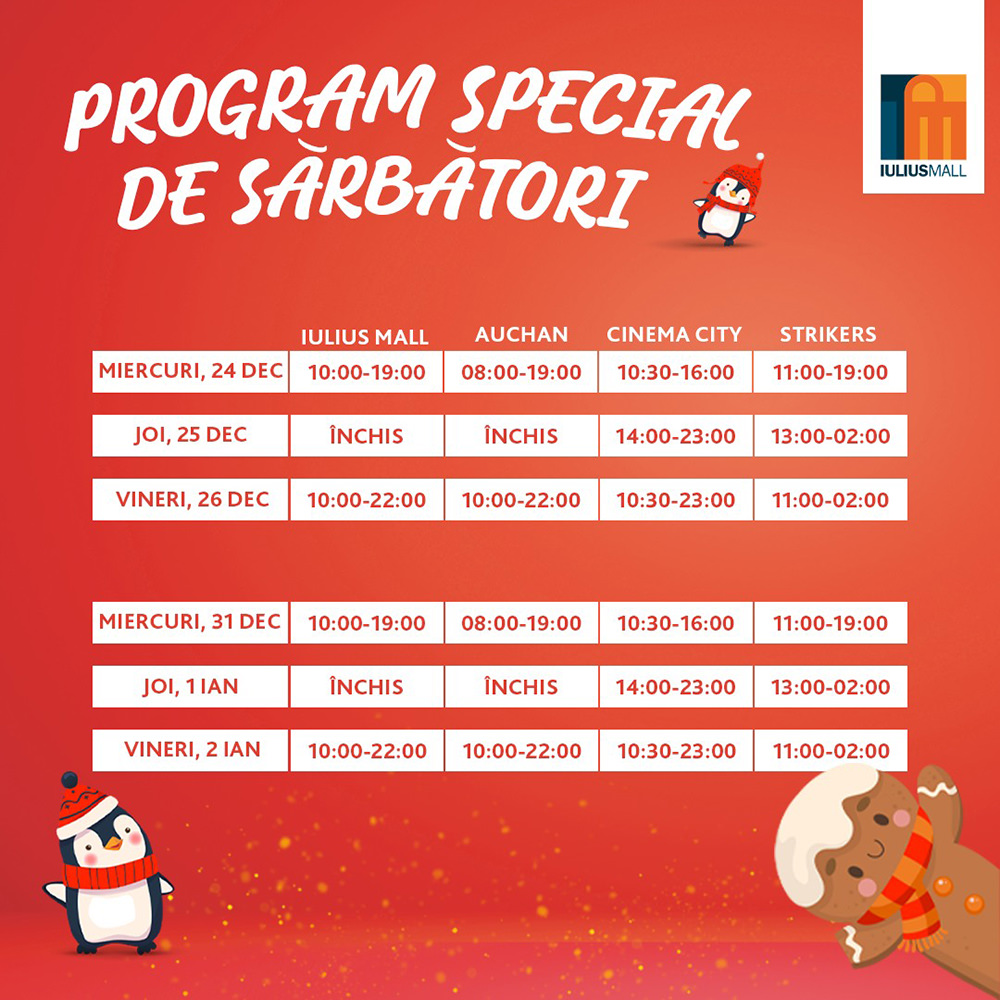 Programul special de sărbători la Iulius Mall Suceava