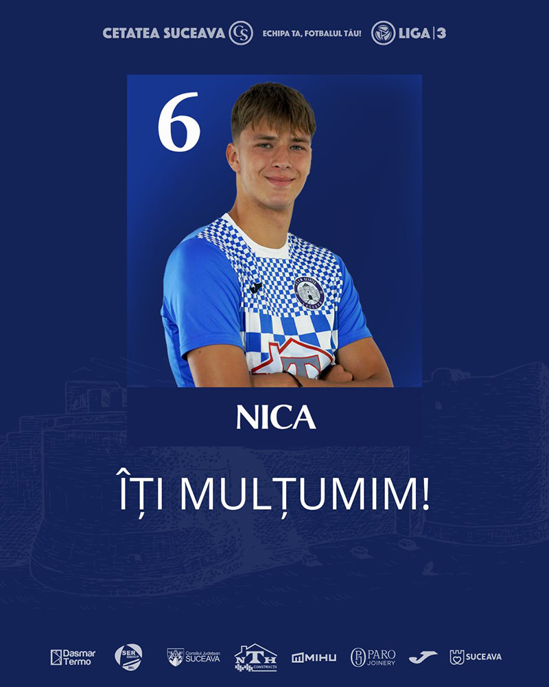 CSM Cetatea 1932 Suceava a anunțat oficial încetarea colaborării cu jucătorul Codrin Nica