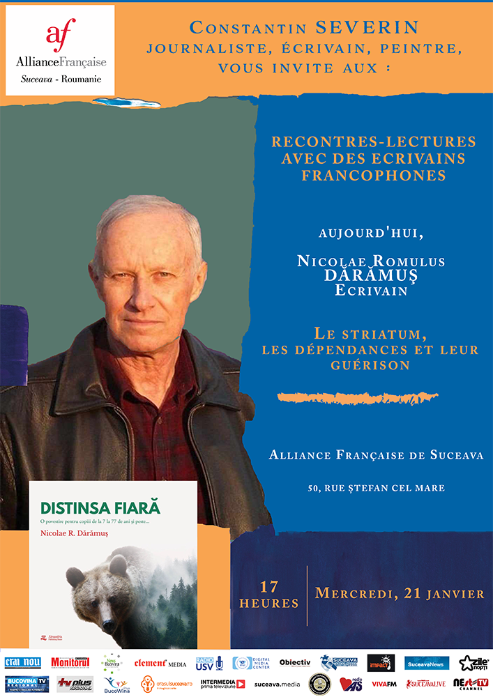 Medicul și scriitorul Nicolae Romulus Dărămuş vine la Alianța Franceză Suceava pentru o dezbatere despre dependențe
