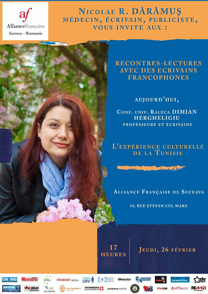 Alianța Franceză din Suceava invită publicul la o călătorie culturală în Tunisia alături de scriitoarea Raluca Dimian