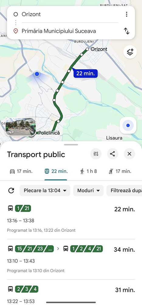 Transportul metropolitan din Suceava și localitățile limitrofe, disponibil acum pe Google Maps