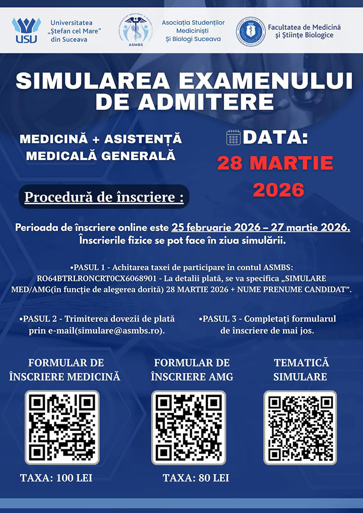 Viitorii studenți la Medicină, invitați la simularea examenului de admitere la USV