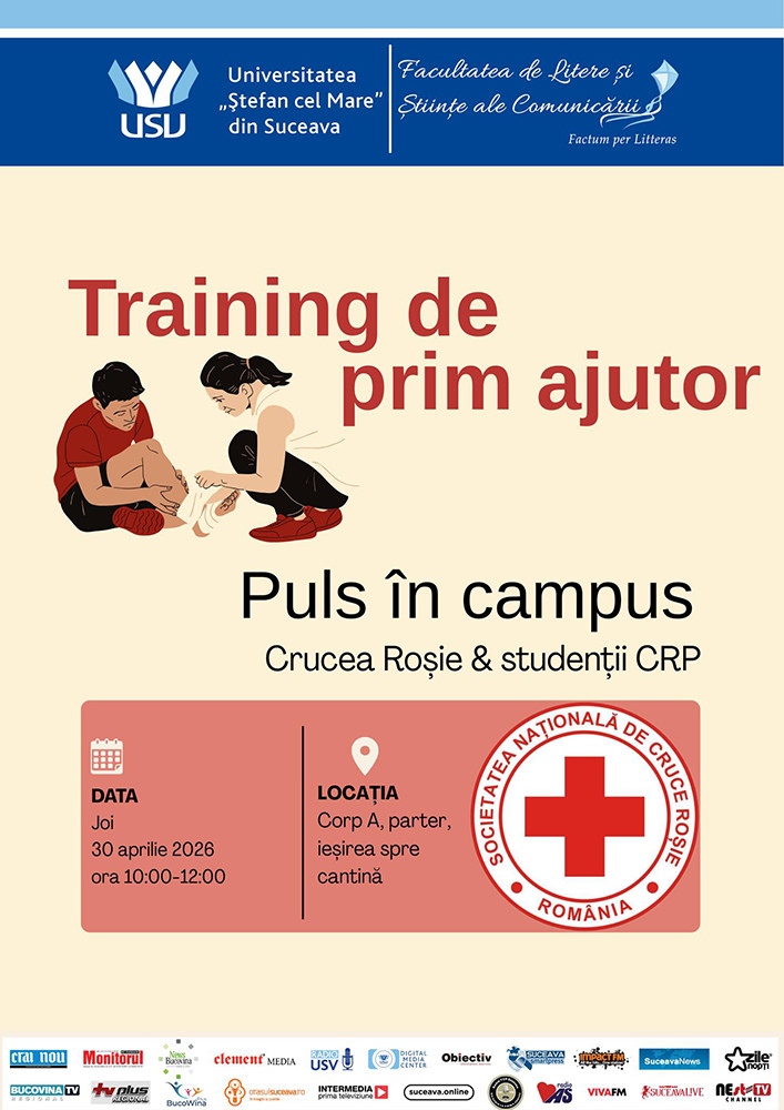 Training de prim ajutor pentru studenții USV, organizat în parteneriat cu organizația Crucea Roșie