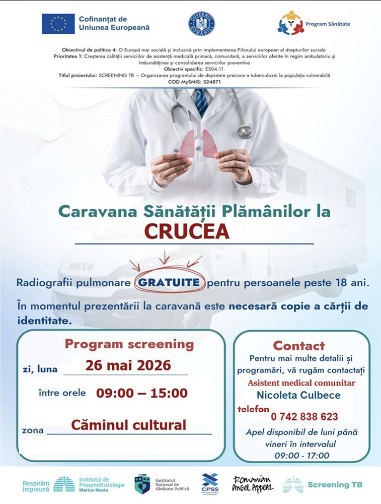 Caravana Sănătății Plămânilor ajunge în comuna Crucea