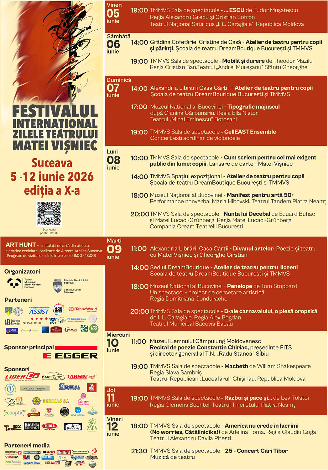 Festivalul Internațional Zilele Teatrului Matei Vișniec (2026) - program