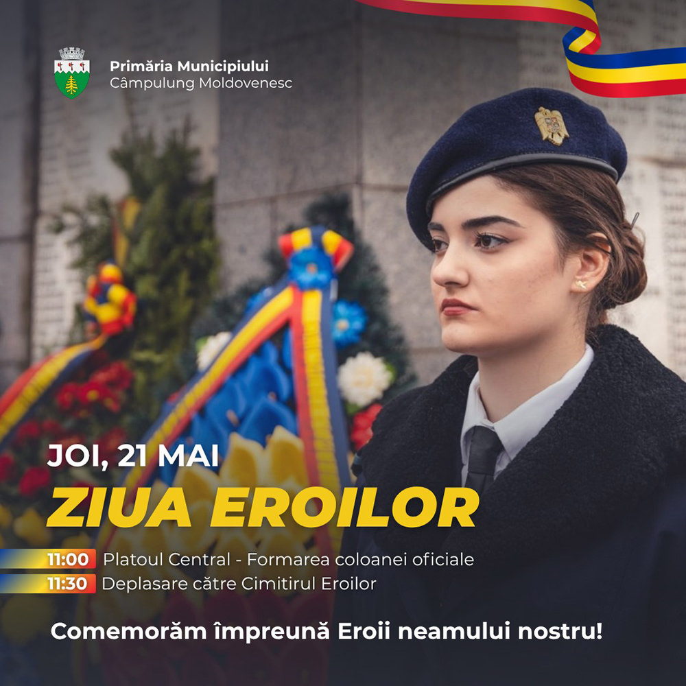 Primăria Municipiului Câmpulung Moldovenesc îi invită pe cetățeni la comemorarea eroilor neamului