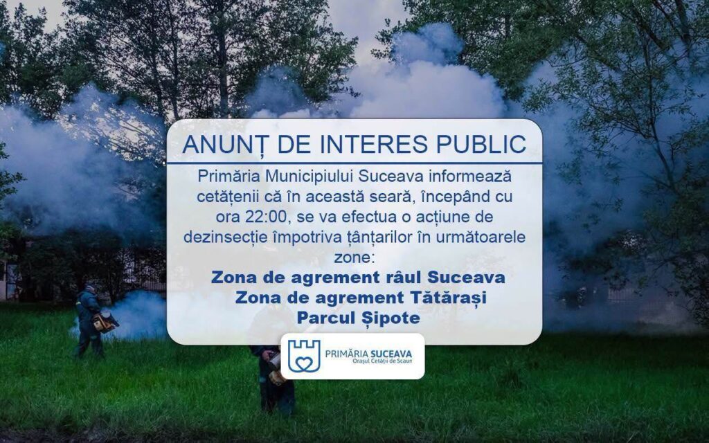 Acțiune de dezinsecție împotriva țânțarilor și căpușelor în mai multe zone din Suceava