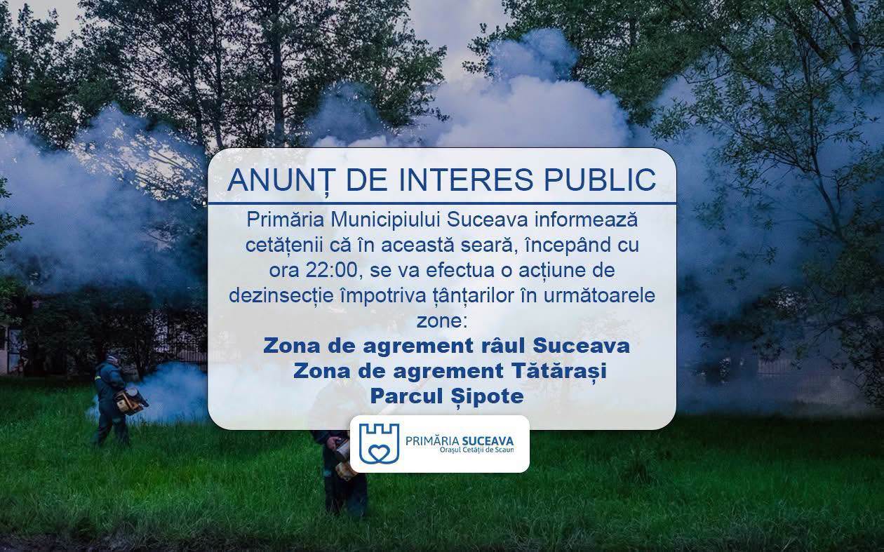 Acțiune de dezinsecție împotriva țânțarilor și căpușelor în mai multe zone din Suceava