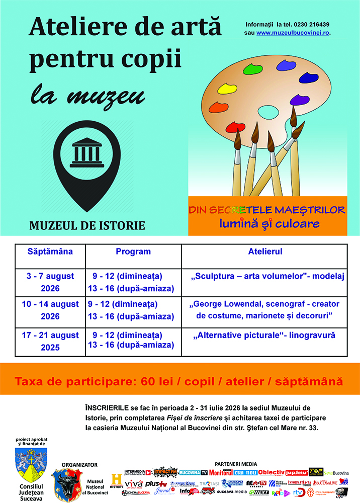 Muzeul Național al Bucovinei organizează ateliere de artă pentru copii în luna august