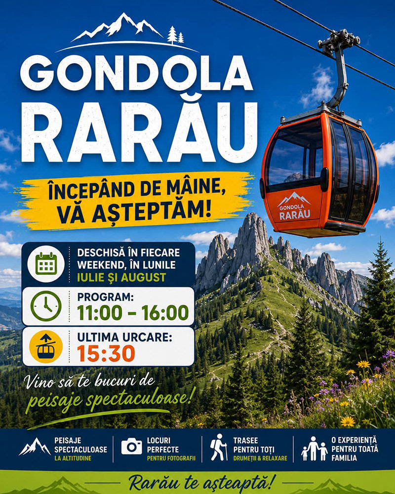Telegondola Rarău din Câmpulung Moldovenesc își începe programul estival
