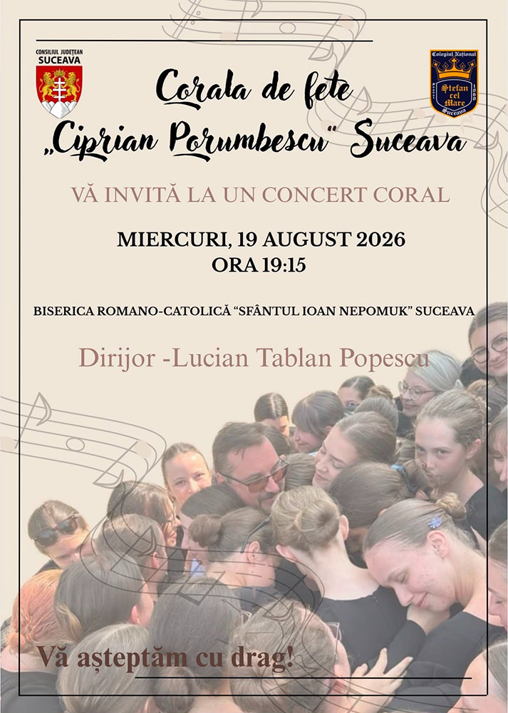 Consiliul Județean Suceava sprijină cu 30.000 de lei participarea Coralei Ciprian Porumbescu la un concurs internațional în Croația