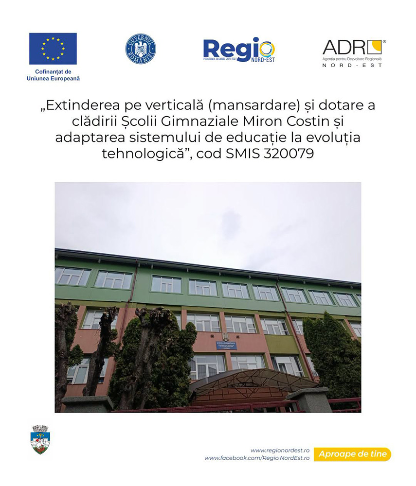 Investiție de 9,45 milioane de lei la Școala Gimnazială Miron Costin din Suceava
