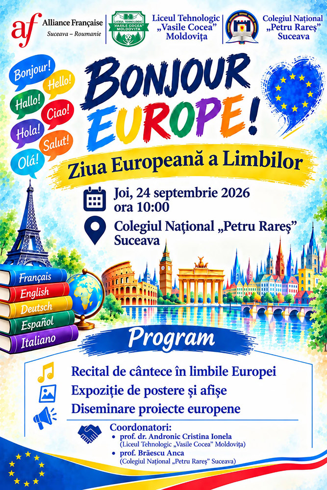Alianța Franceză din Suceava organizează „Bonjour Europe!”, un eveniment dedicat limbilor și culturilor europene