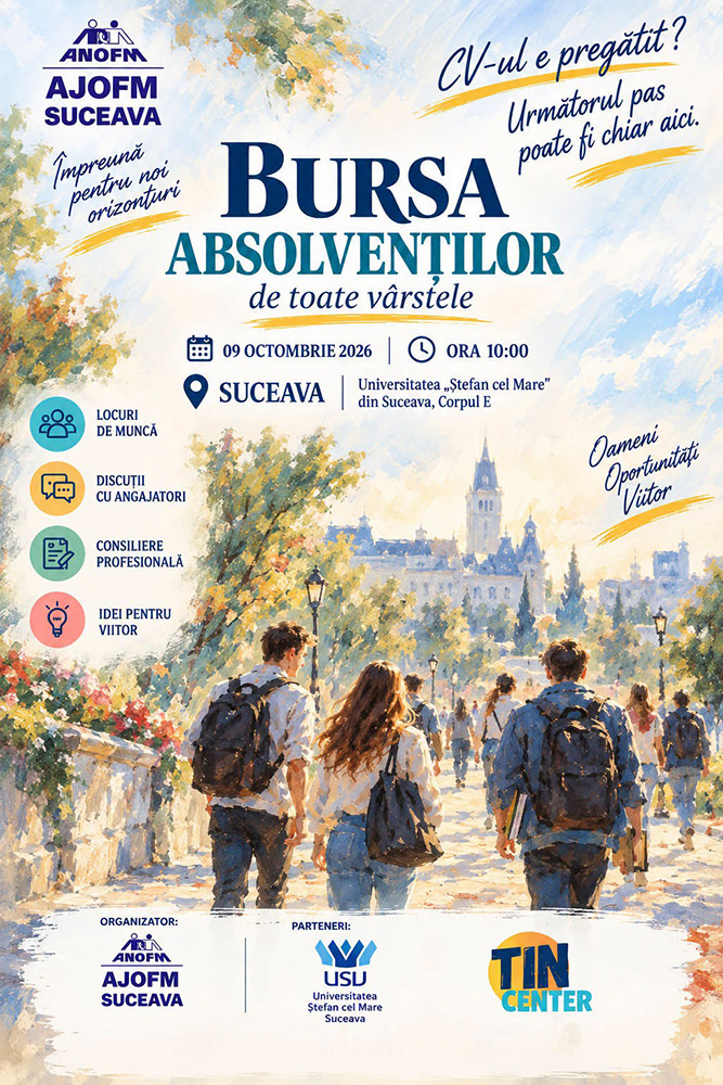 Bursa Absolvenților 2026 va fi organizată în patru localități din județul Suceava
