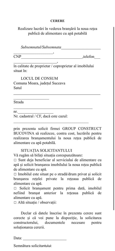 Locuitorii din Moara Nică, Moara Carp și Bulai trebuie să depună la primărie cererile pentru branșarea la rețeaua de apă