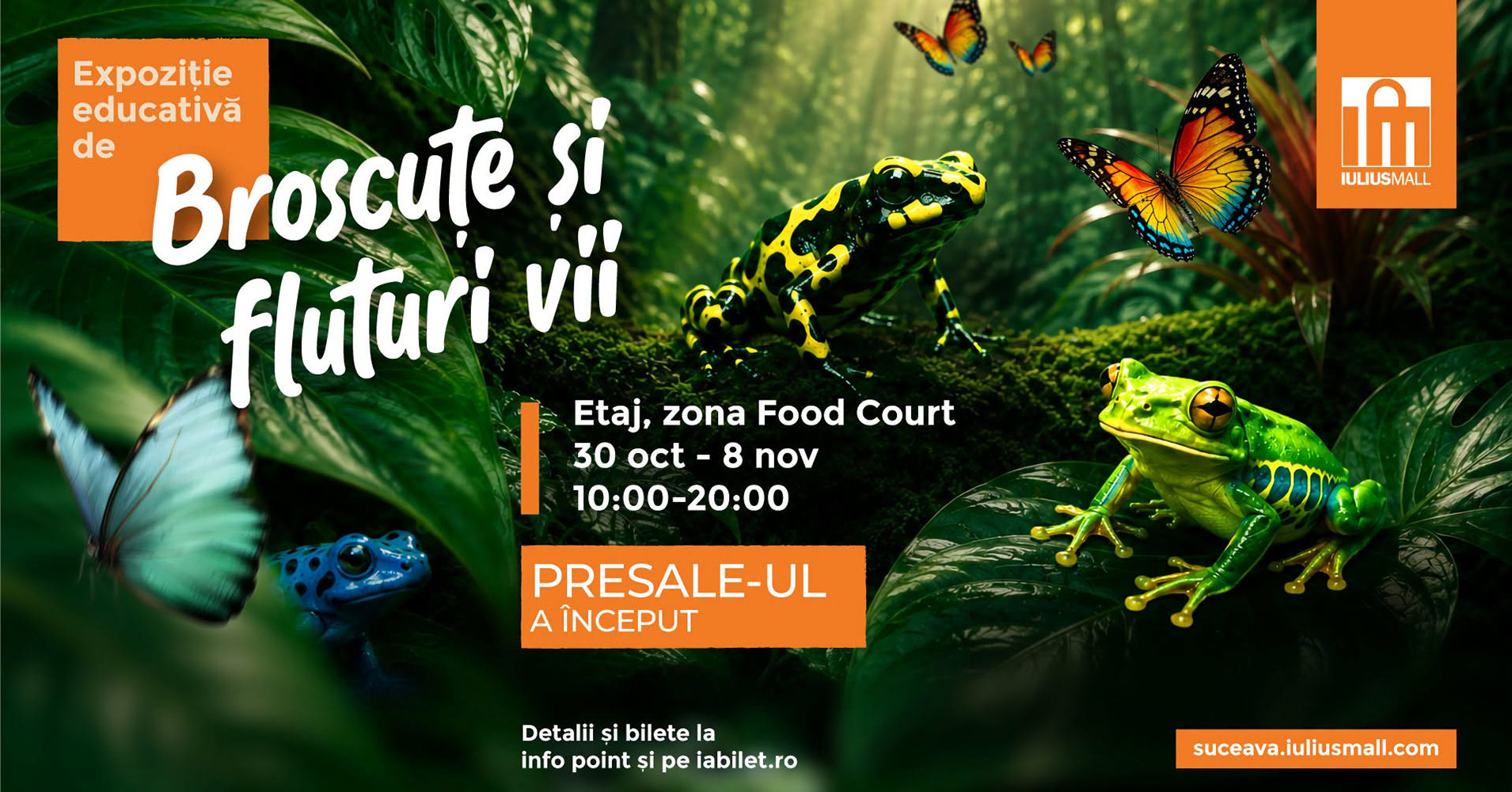 Broaște și fluturi vii