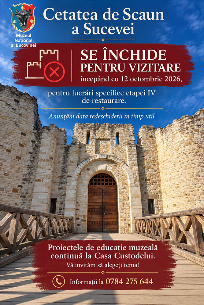 Cetatea de Scaun a Sucevei se închide temporar pentru vizitare