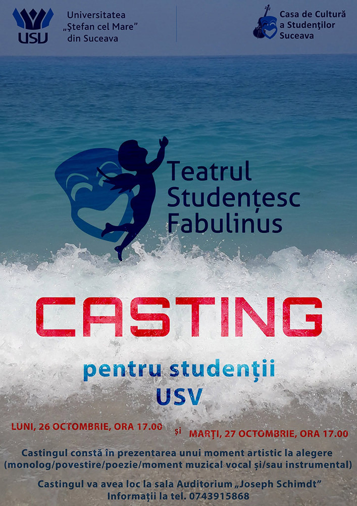 Teatrul Studențesc Fabulinus organizează audiții pentru studenții Universității Ștefan cel Mare din Suceava